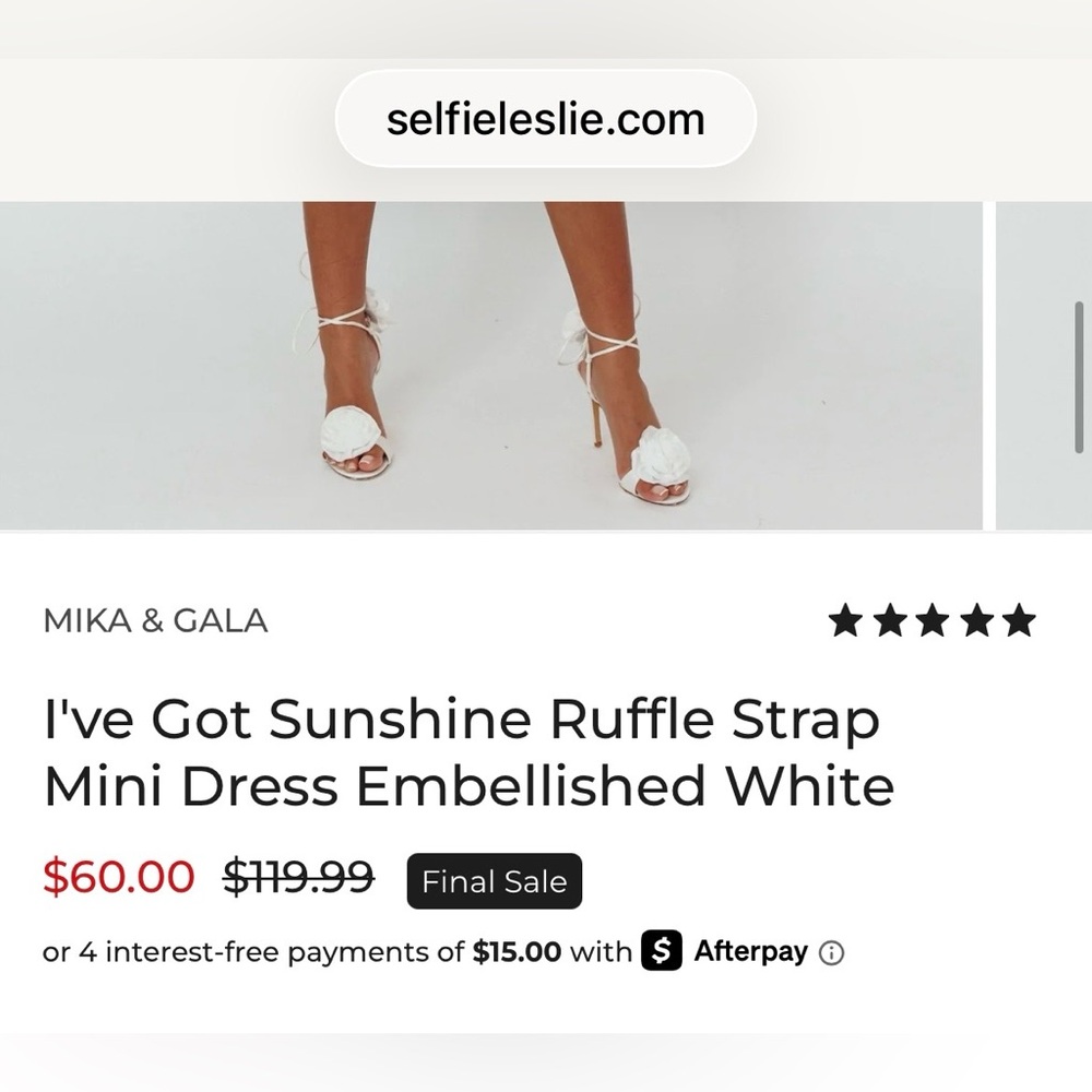 I've Got Sunshine Ruffle Strap Mini Dress Embellished White - Picture 8 of 9